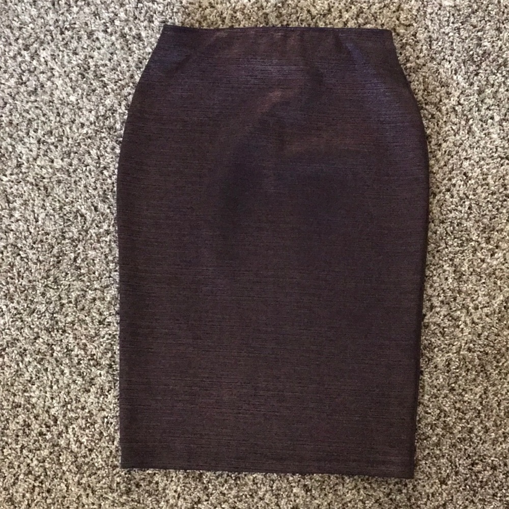 Brown metallic pencil skirt